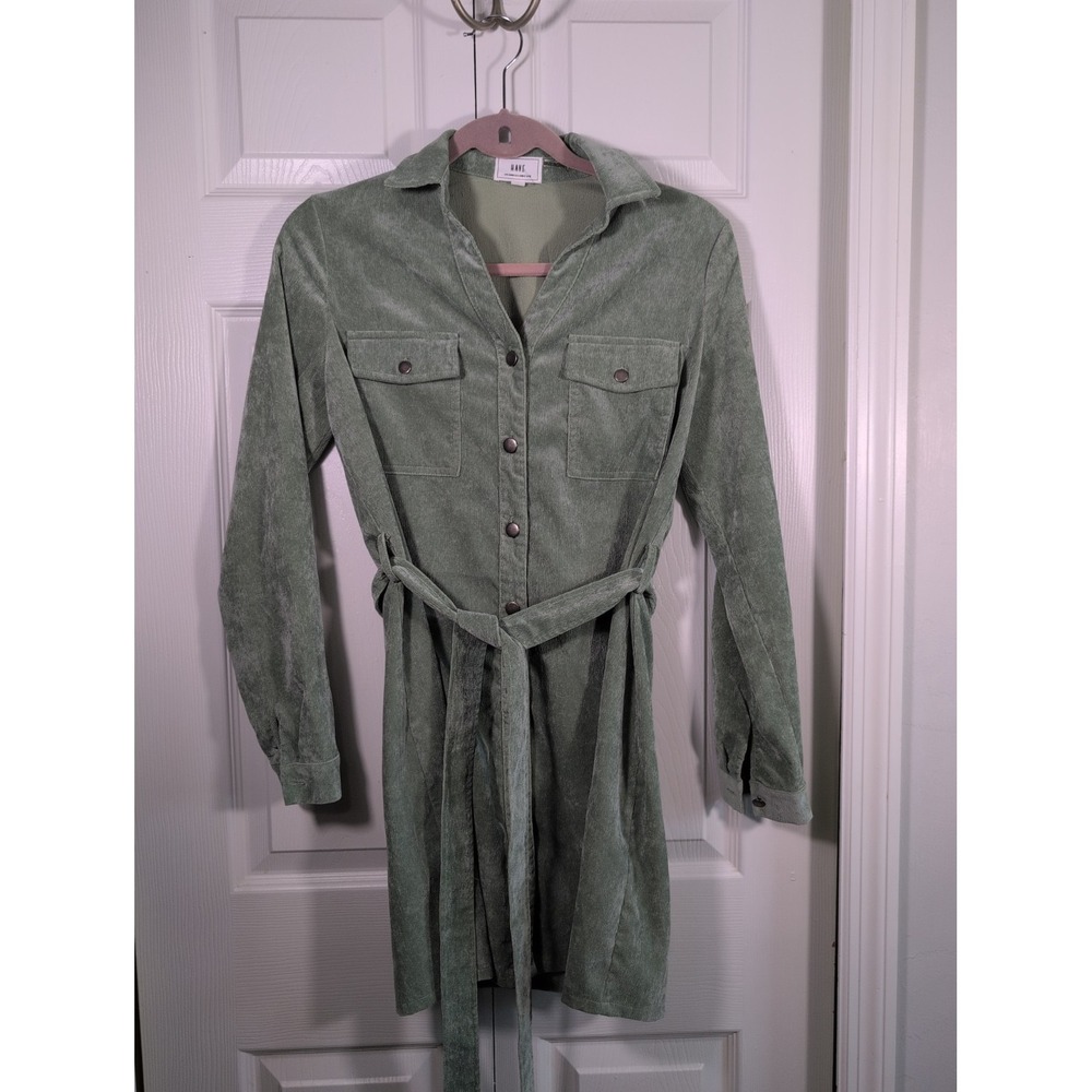Have Los Angeles women's shirt dress Green long sleeve belted size S